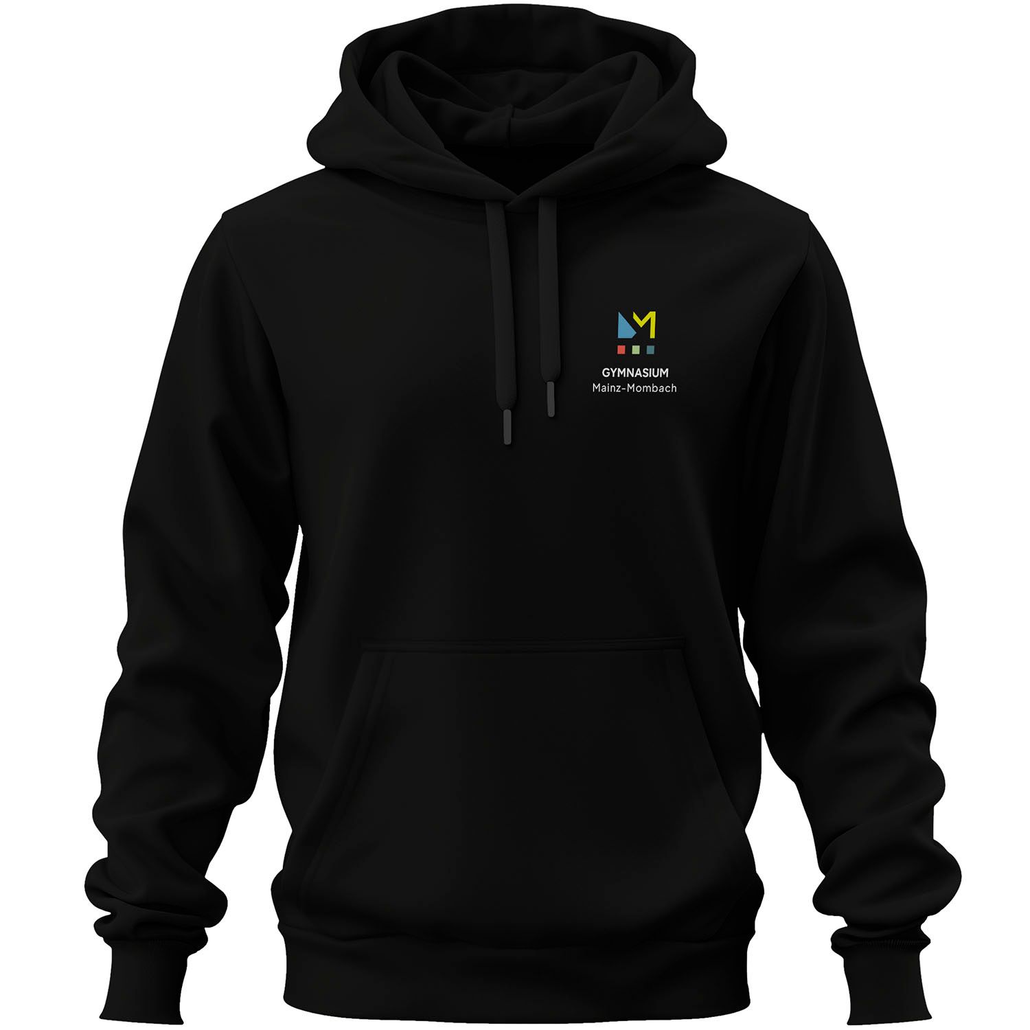 GymMo Premium-Hoodie (Unisex) | Eckiges Logo, mehrfarbig