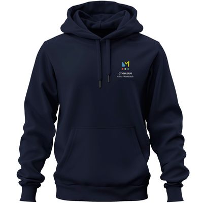 GymMo Premium-Hoodie (Unisex) | Eckiges Logo, mehrfarbig