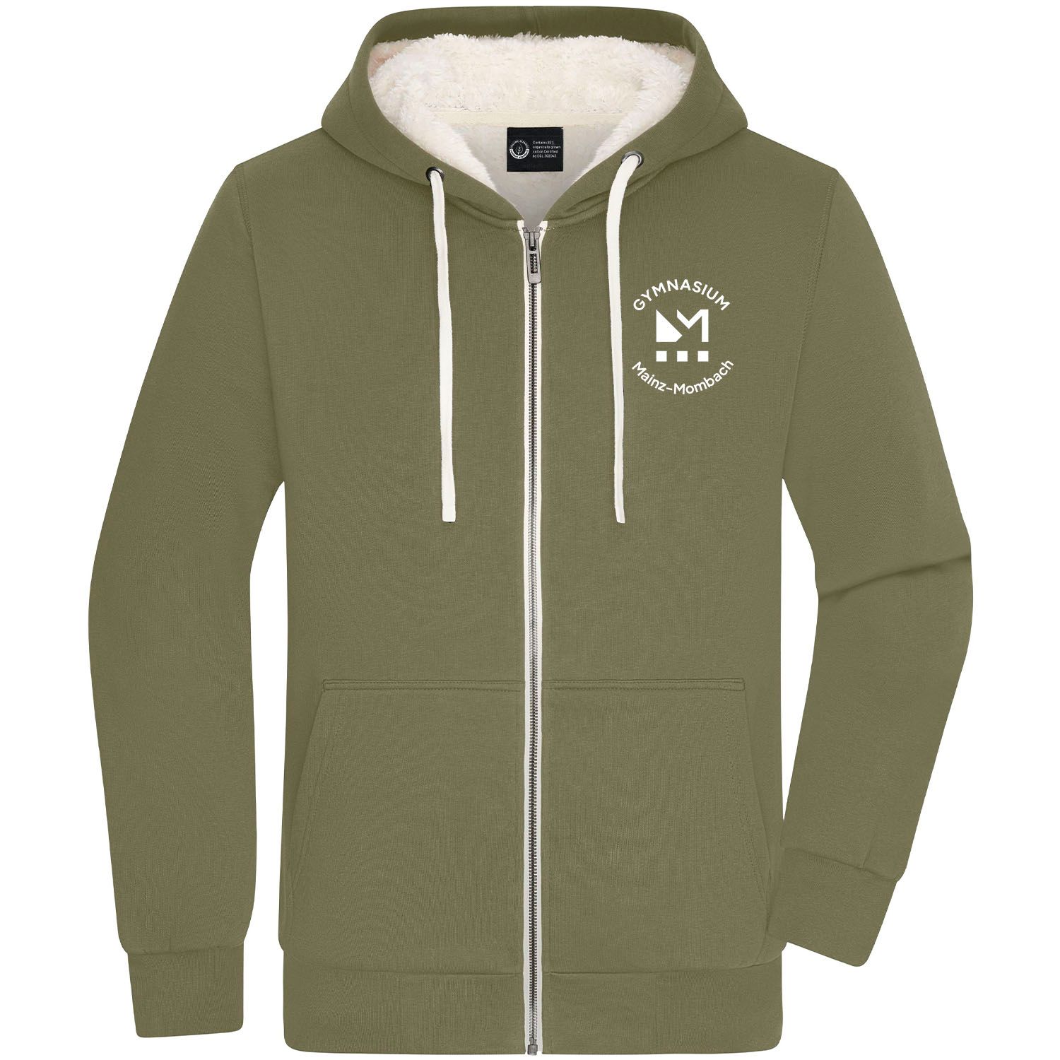 GymMo Sherpa-Zip-Hoodie (Unisex) | Rundes Logo, einfarbig