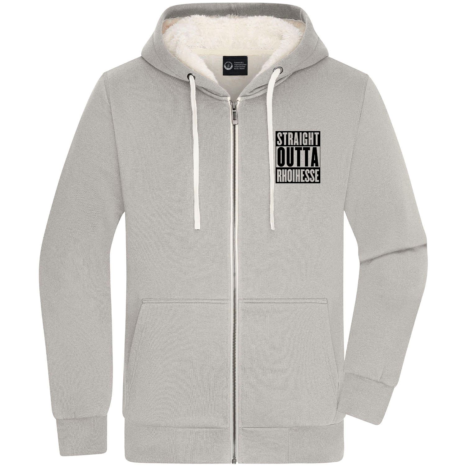"Straight outta Rhoihesse" Zip-Jacket mit kuscheligem Sherpa-Futter (Teddy-Look)