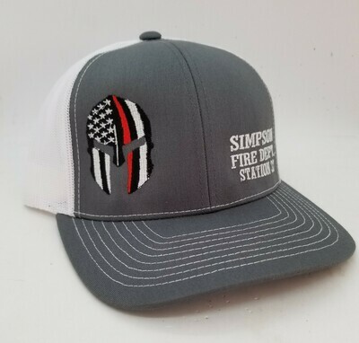 Custom Fire Department Red Stripe Helmet Flex-Fit Hat - Many Hat Colors Available!!!
