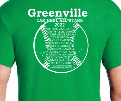 Short Sleeve Cotton T-Shirt with Team Roster (12's)