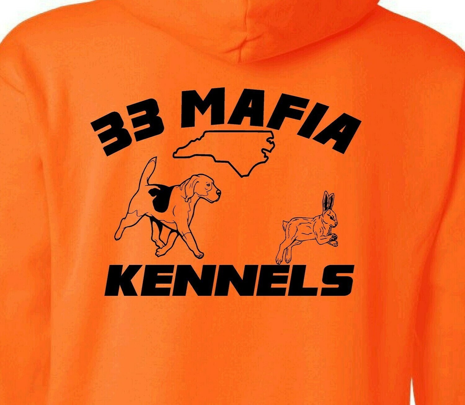 Beagle Running Rabbit with State Outline - Custom Hoodie