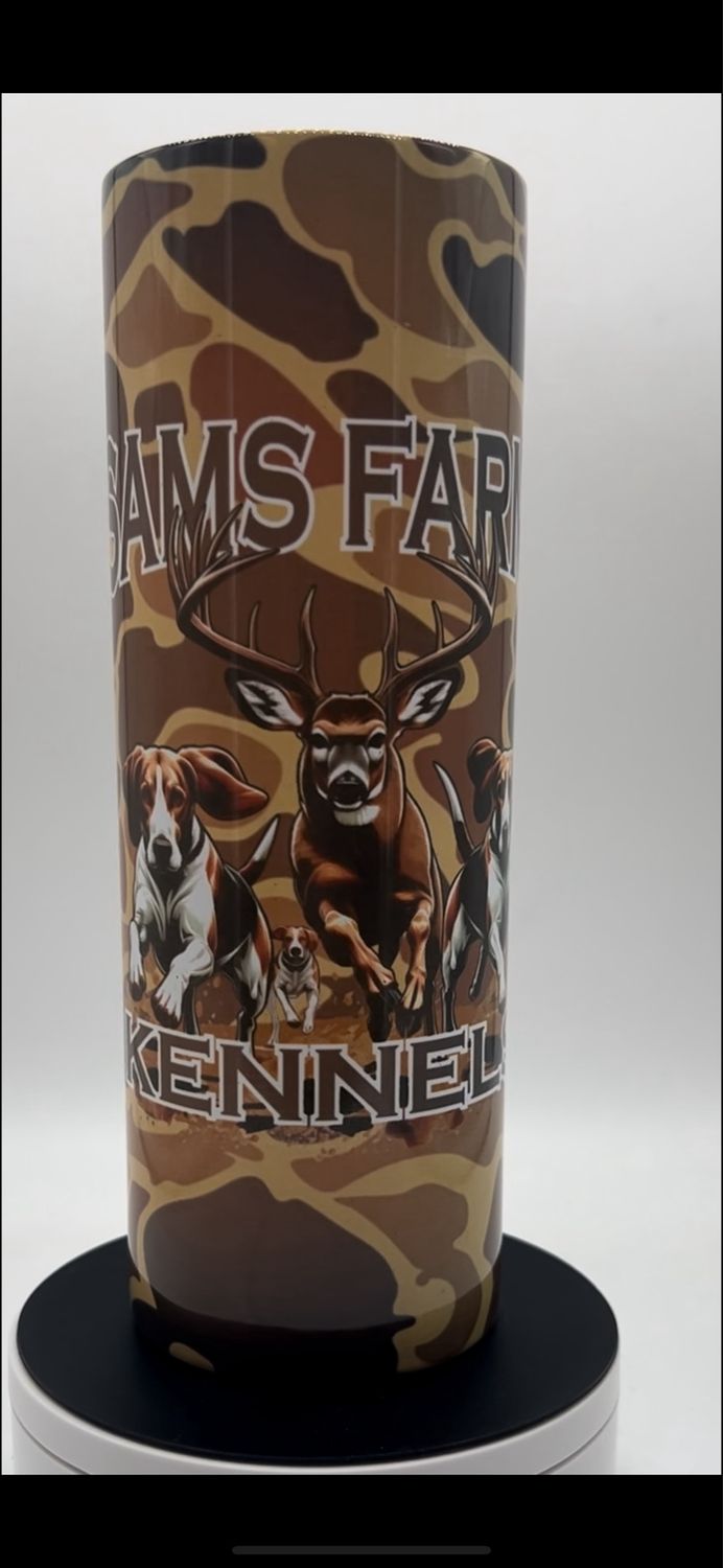 Custom Dog + Deer Camo Tumbler