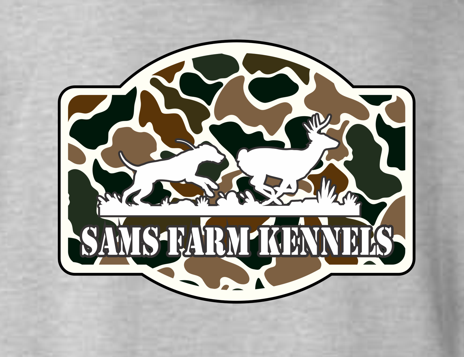Camo Dog Running Deer - Short or Long Sleeve Custom Shirt