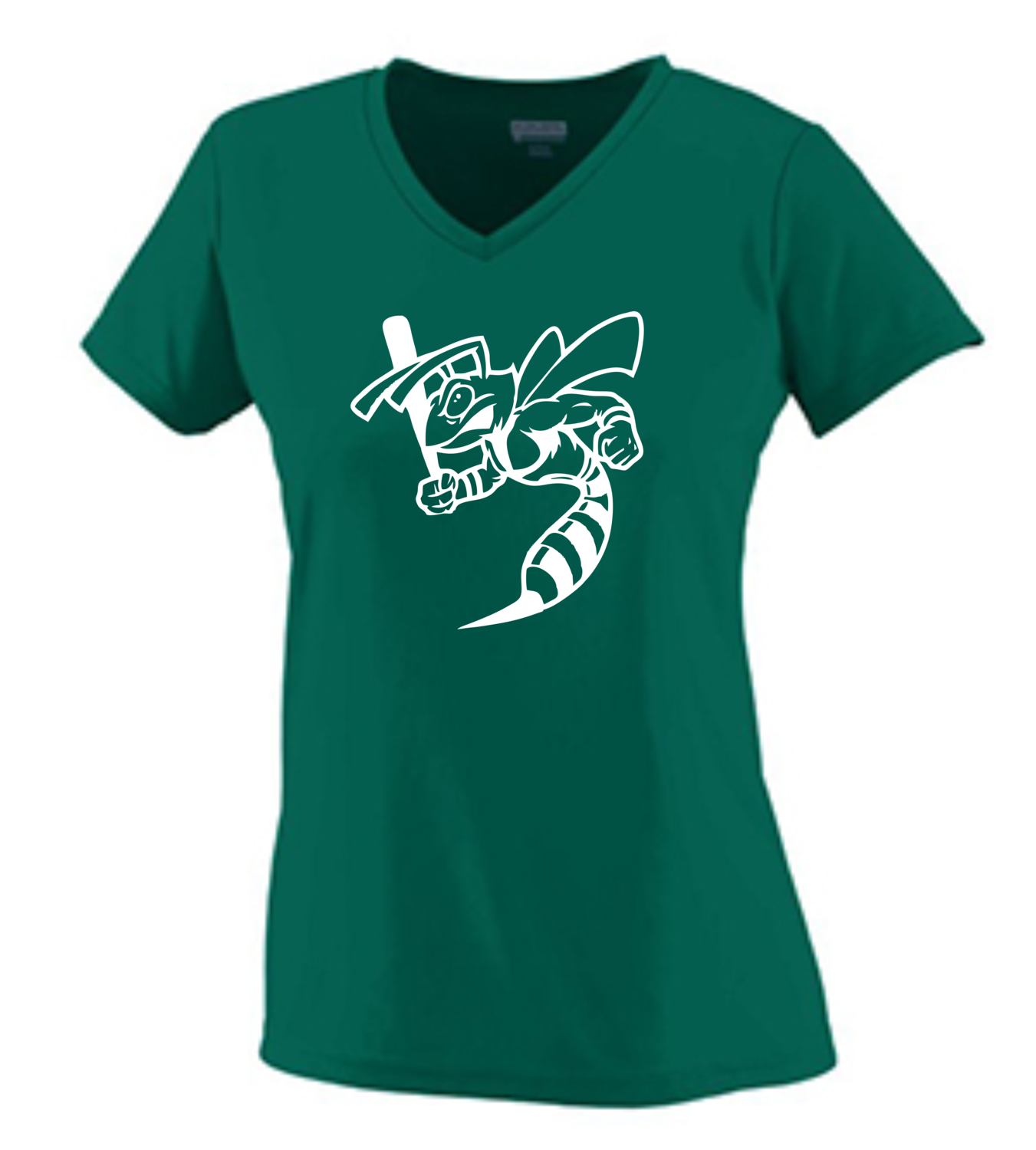 Women's Green V-Neck Short Sleeve Performance T-Shirt