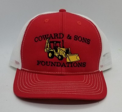 Backhoe Design Adjustable Custom Hat - 44 Hat Colors Available!!!