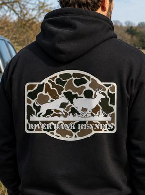 Camo Dog Running Deer Hoodie