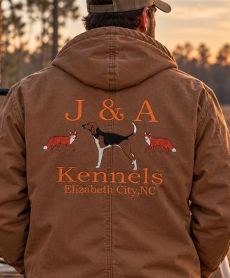 Benching Walker &amp; Gray or Red Fox Custom Kennel Coat