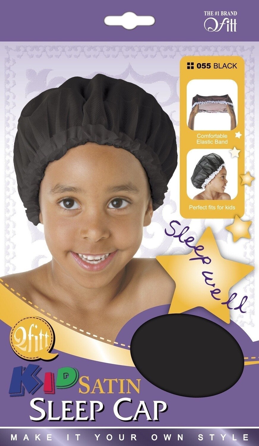 Kid Satin Sleep Cap Black