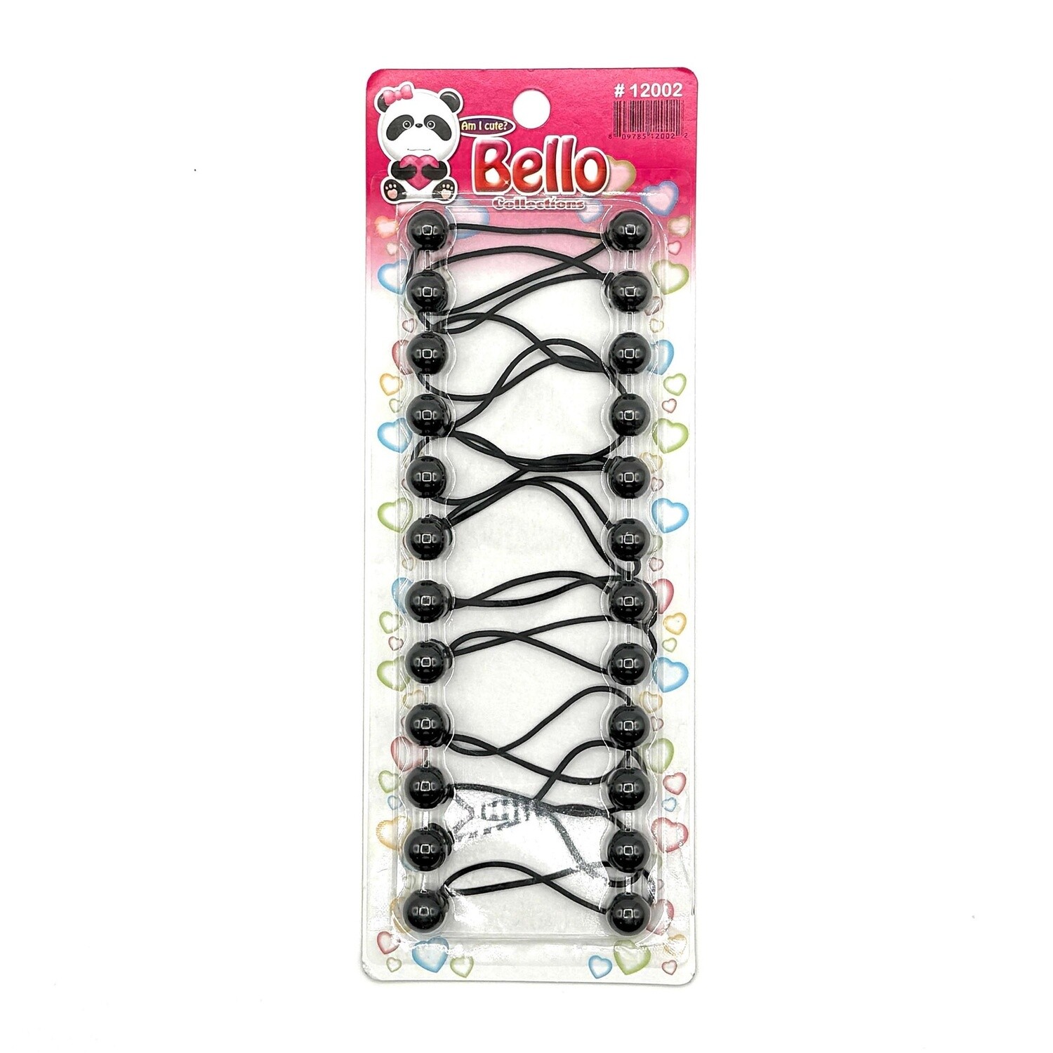 14 BALL / 12MM PONYTAIL HOLDERS, Color: BLACK