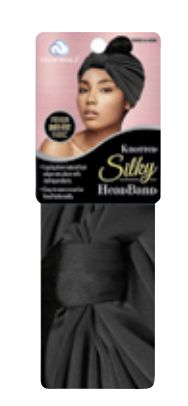 DREAM WOMAN KNOTTED SILKY HEADBAND, Color: BLACK
