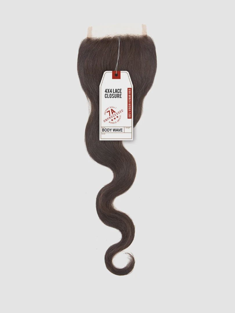 HH 4 X 4 BODY WAVE 14" CLOSURE-7A VIRGIN (B&amp;N) NATURAL
