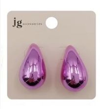 FASHION DUPE DROP EARRINGS TWO-TONE METALLIC ASSORTED, Color: HOT PINK
