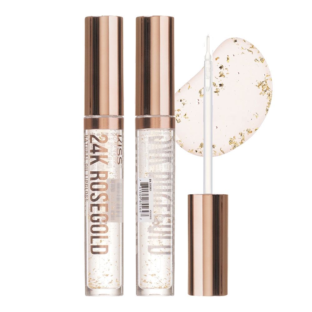 KISS NEW YORK PROFESSIONAL NATURAL OIL LIP GLOSS, Color: ROSEGOLD