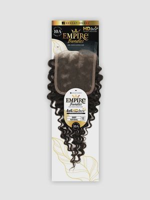 HH 4 X 4 HD LACE CLOSURE DEEP WAVE 12&quot; - EMPIREBUNDLE - NATURAL - 10A