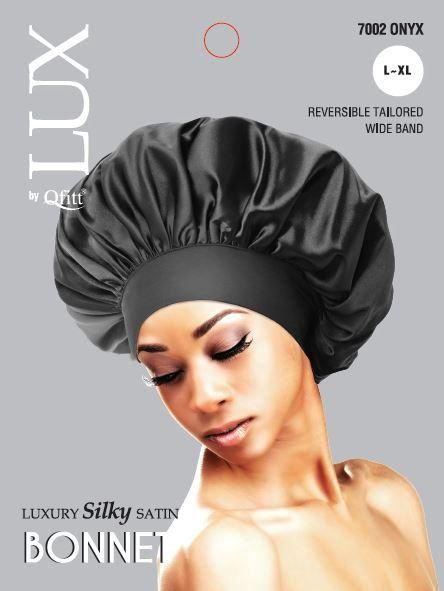 Lux Luxury Silky Satin Bonnet XL, Color: BLACK