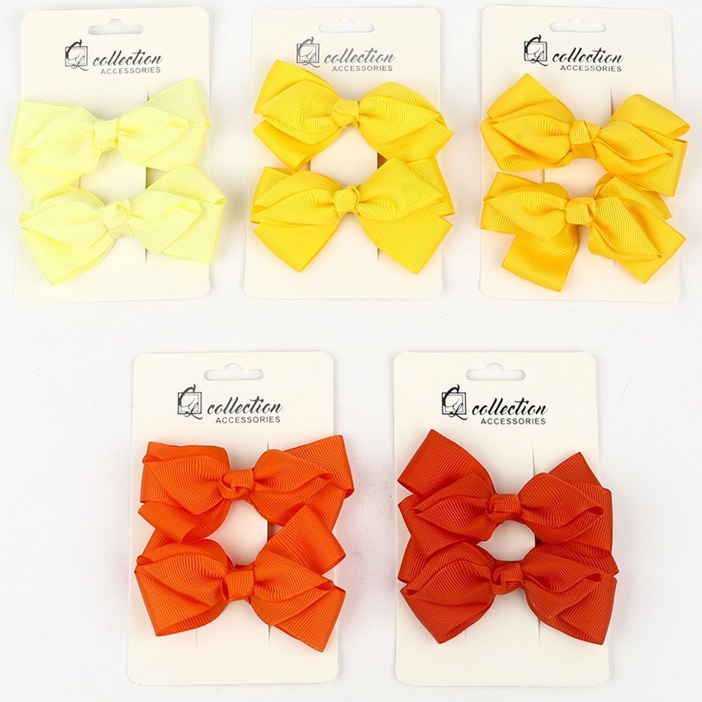 FASHION MINI HAIR BOWS (2PC), Color: YELLOW MIX