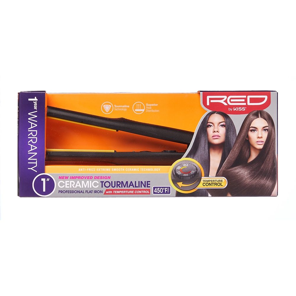 RED 1&quot; CERAMIC TOURMALINE FLAT IRON