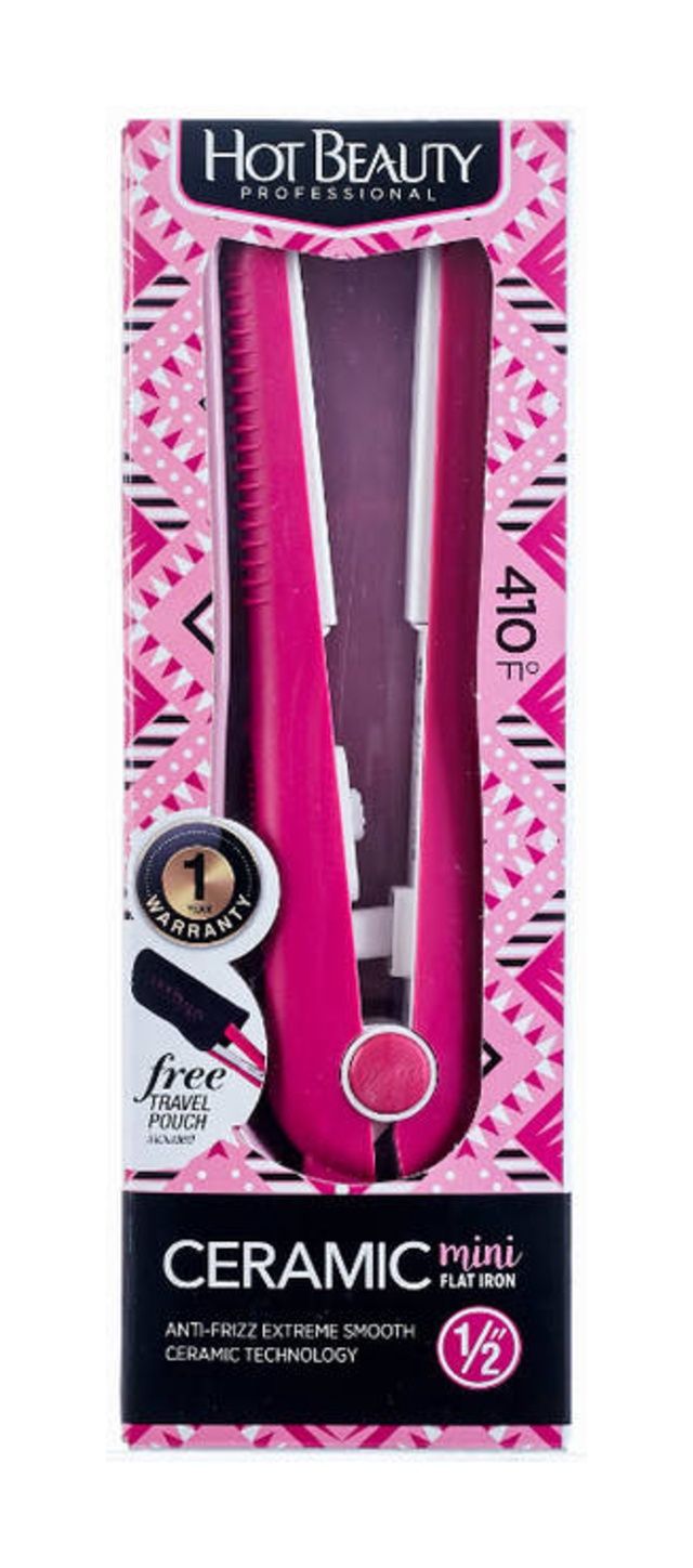 HOT BEAUTY 1/2&quot; MINI FLAT IRON, Color: PINK