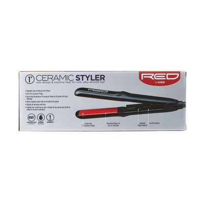 RED 1&quot; CERAMIC FLAT IRON