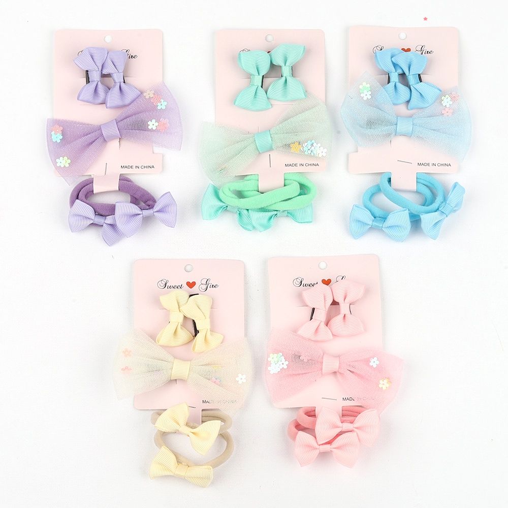 FASHION HAIR BOWS ASSORTED (3PC), STYLE: SHEER/LACE
