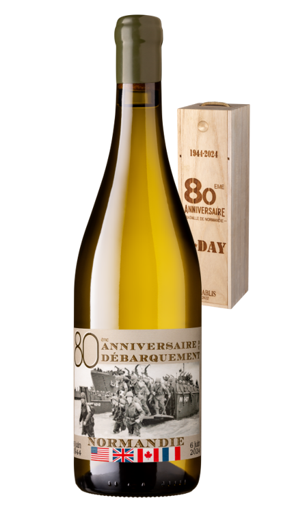1 bouteille de Chablis 2022 (75 cl) 80ème anniversaire dans son coffret bois