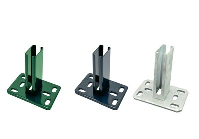 Pfostenträger für Zaunpfosten 60 x 40, Dübelplatte 150 x 100 x 8 mm
