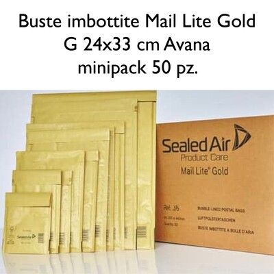 Buste imbottite Mail Lite Gold 24x33 cm Avana minipack 50pz.