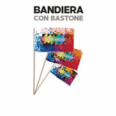 BANDIERA CON BASTONE- F.to 20x30cm - Alt.50cm
