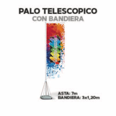 PALO TELESCOPICO CON BANDIERA - 3x1,20m - Alt.7m