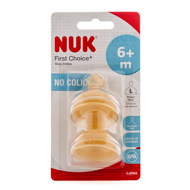 NUK First Choice+ latex teat size large feed hole twin pack