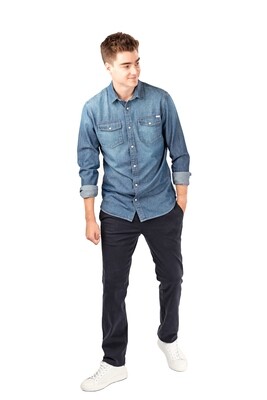 Trousers with elastic - navy cotton