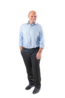 Trousers with elastic - navy wool