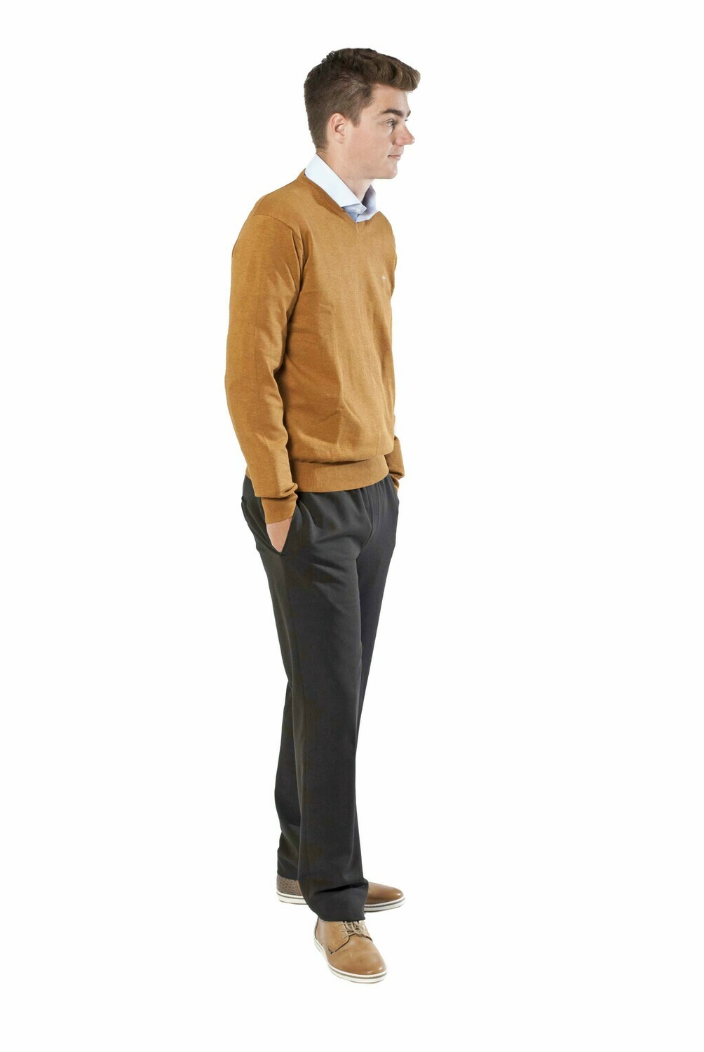 Trousers with elastic - black wool