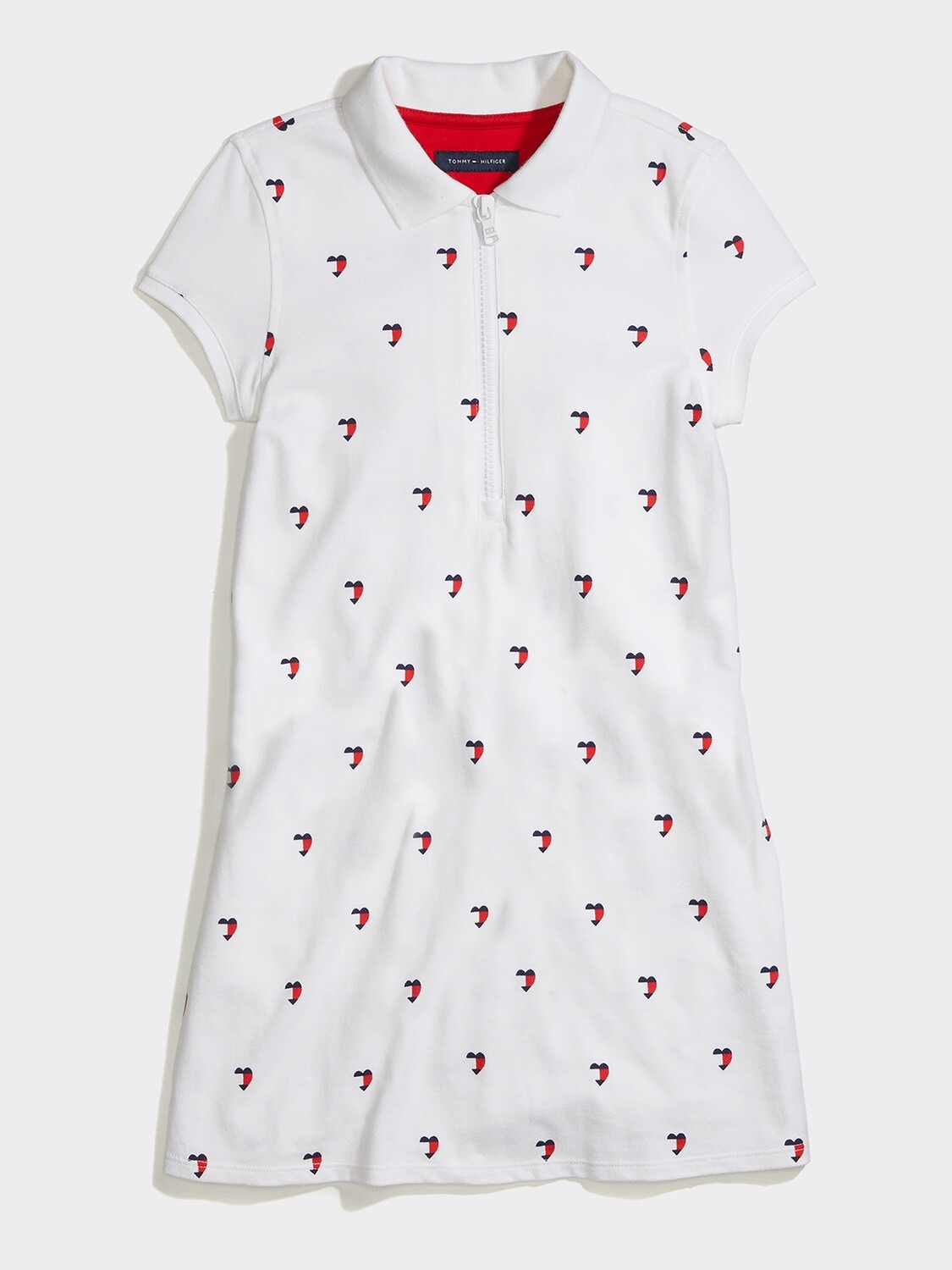 Polo dress with wide neckline - white
