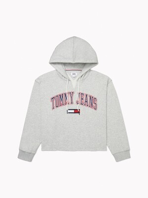 Hoodie with extra-large neckline - grey