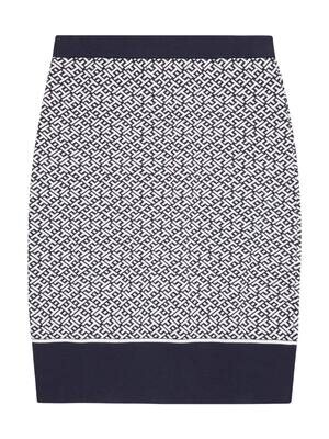 Skirt with pull tabs and elasticated waistband