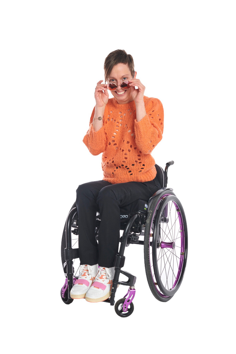 Wheelchairtrousers with deep zip - black