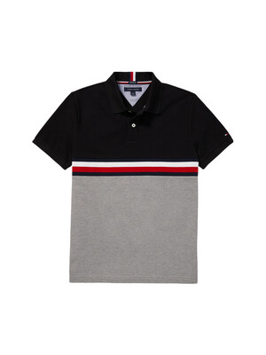 Polo with magnetic button - colour blocking