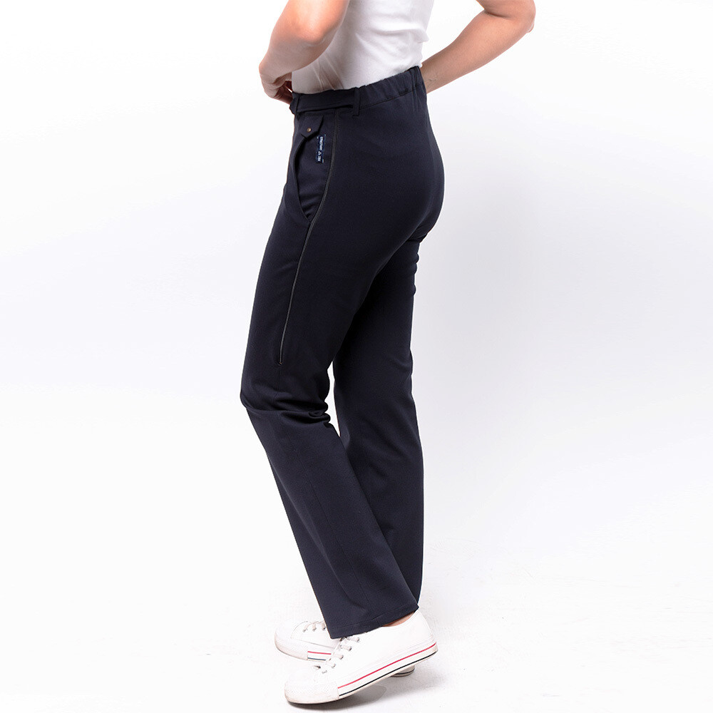 Wheelchair trousers with side zips - navy polyester viscose
