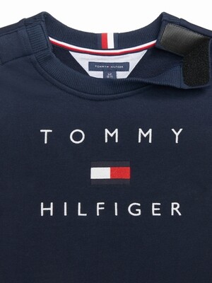 Pullover with velcro at shoulder seams - navy