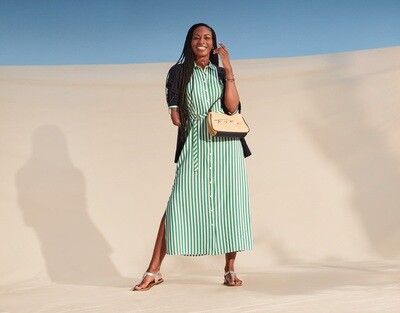 Dress with magnetic buttons - green