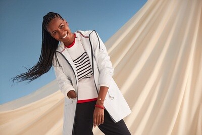 Jacket with magnetic zipper - white blue