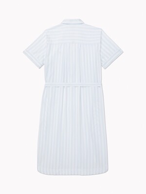 V-neck shirt dress - white and blue