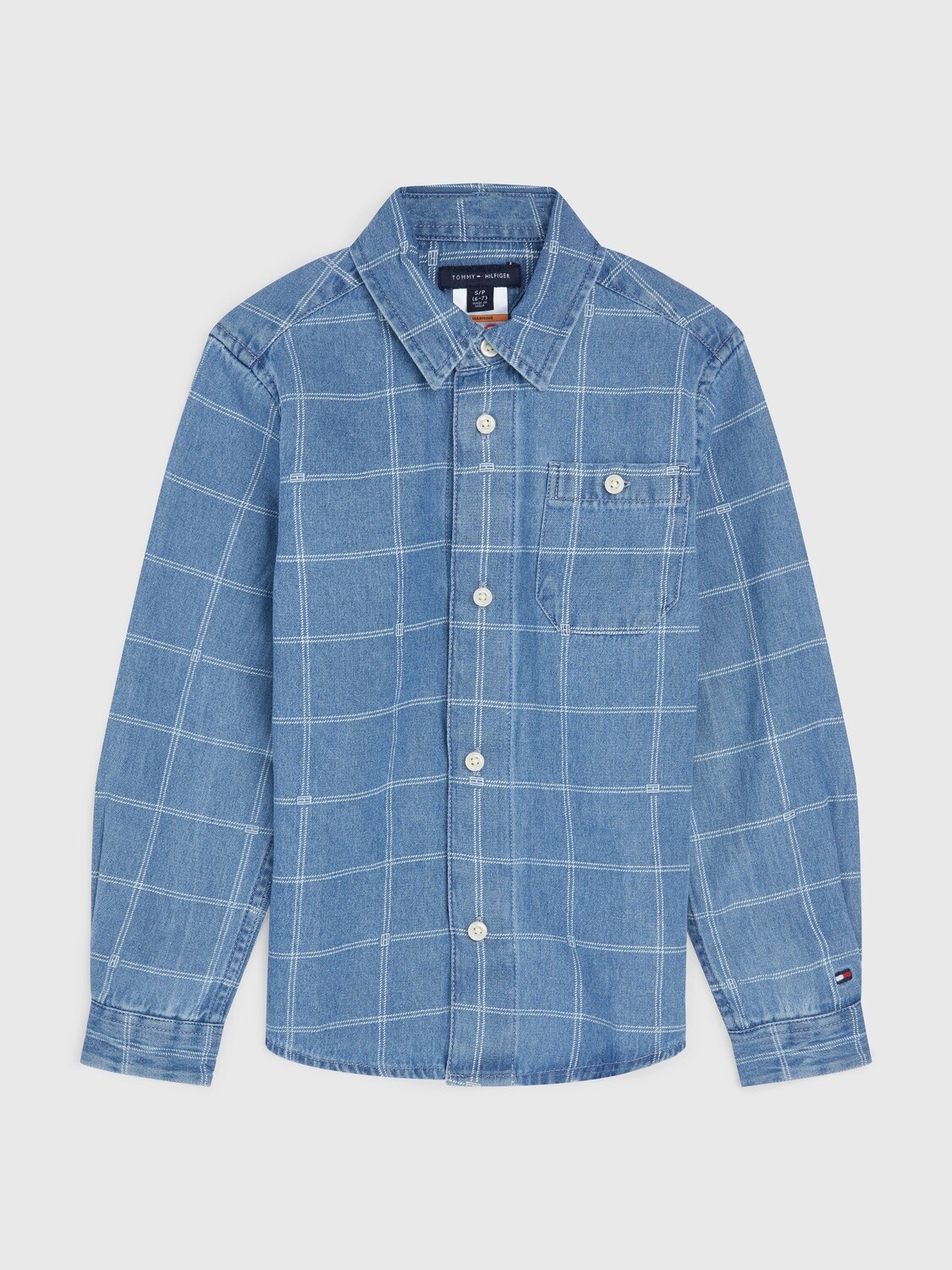 Shirt with magnetic buttons - checkered denim