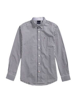 Shirt with magnetic buttons - white navy checkered