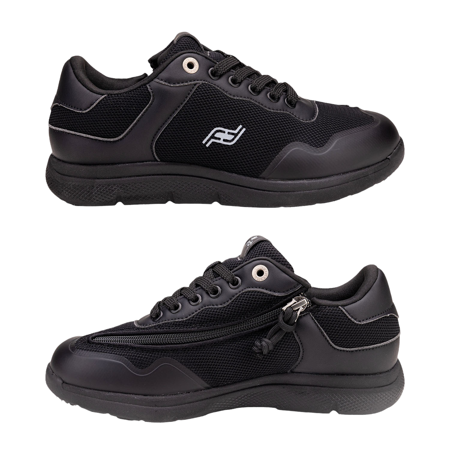 Trendy trainer with zip to front - black
