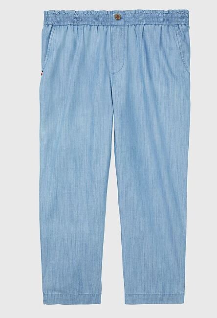 Cropped trousers with wide leg - blue jeans