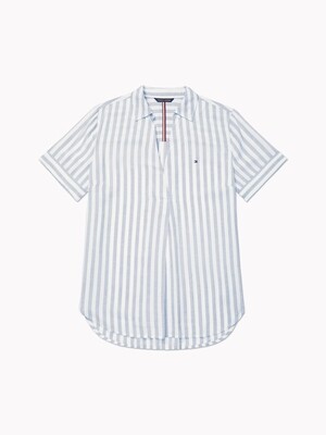 V-neck shirt - white and grey